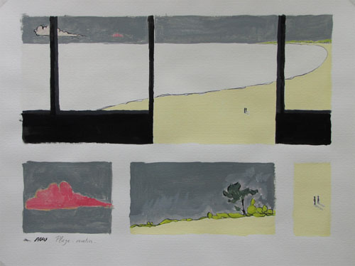 Plage matin - 30 x 40 - gouache